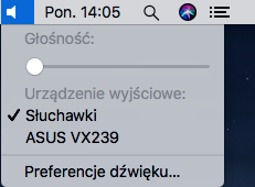 rysunek nr 5 zrzut ekranu Ustawienia głośności na MacOS